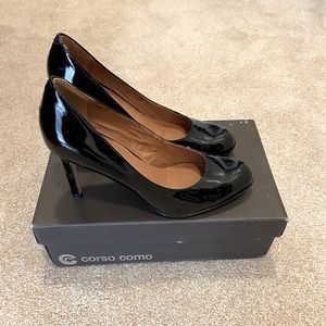 Women's Corso Como Del Black Patent Leather Pumps.